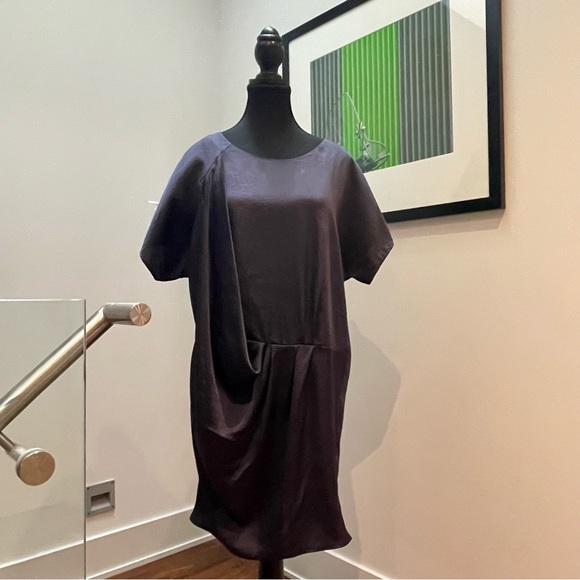 Topshop Navy Silk Shift Dress - Picture 5 of 7